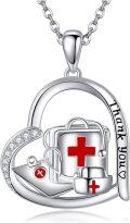 wholesale 925 Sterling Silver Nurse Heart Pendant Thank You Gift for Doctor Medical Jewelry-0-0