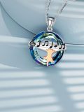 TOUPOP Sterling Silver Blue Crystal Cat Pendant Necklace-0-2