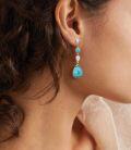 wholesale Sterling Silver White Opal Larimar Turquoise Moissanite Drop Dangle Earrings for Women-0-22