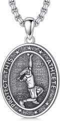 wholesale 925 Sterling Silver Oval Sports Athlete Pendant Necklace for Men - Soccer Basketball Tennis s-0-0