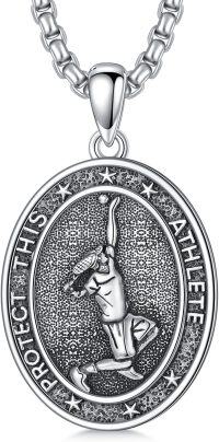 wholesale 925 Sterling Silver Oval Sports Athlete Pendant Necklace for Men - Soccer Basketball Tennis s-tennis