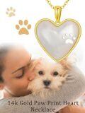 TOUPOP 14K Gold Paw Print & Heart Pendant Necklace, 18"-0-3