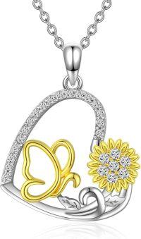 wholesale 925 Sterling Silver Sunflower & Butterfly Charm Pendant Necklace for Women Gifts-06-Butterfly & Sunflower