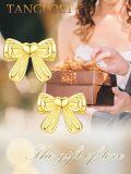 wholesale 925 Sterling Silver Gold Plated Bow Knot Stud Earrings for Women Girls Gift-0-5