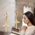 wholesale 14K Gold Heart Cross Dangle Earrings with Sensitive Skin Safe Design for Faith, Love & Loyalty, 1.2 Inch Gift-0-5