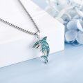 wholesale 925 Sterling Silver Blue Turquoise Shark Tooth Pendant Necklace-0-2