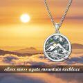 wholesale 925 Sterling Silver with Abalone Shell and Moss Agate Mountain Pendant Necklace for Hikers-0-5