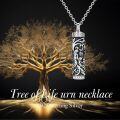 wholesale TOUPOP Tree Of Life Cremation Jewelry For Ashes, Cylinder Bar Urn Necklaces For Ashes Sterling Silver Family Tree Keepsake Necklace For Ashes Memorial Gifts For Women Mom Mother Wife -0-2