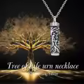 TOUPOP Sterling Silver Tree Of Life Cylinder Cremation Jewelry For Ashes-0-2