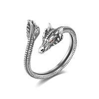 wholesale 925 Sterling Silver Dragon Frog Bearded Dragon Adjustable Animal Wrap Rings Jewelry Gifts for Women-Dragon