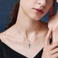 wholesale 925 Sterling Silver Blue Sapphire Medieval Sword Cross Pendant Necklace-0-2