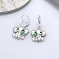 wholesale 925 Sterling Silver Elephant Drop Dangle Earrings with Green Gemstone for Women-0-1