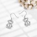 wholesale 925 Sterling Silver Cute Bear Dangle Earrings With Clear Cz Stones And Polished Finish For Women And Girls-0-1