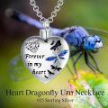 wholesale 925 Sterling Silver Heart Cremation Jewelry for Ashes - Hummingbird & Dragonfly Pendant Necklaces w/ Funnel Fill Kit-0-3