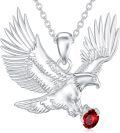 wholesale 925 Sterling Silver Red Crystal Lab-Grown Cubic Zirconia Flying Eagle Pendant Necklace for Women-0-0