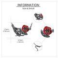wholesale 925 Sterling Silver Skeleton Hand Red Rose Necklace-0-2