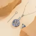 TOUPOP Sterling Silver Blue Crystal Eagle Dragon Phoenix Bear Cremation Urn Necklace-0-4