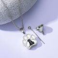 wholesale 925 Sterling Silver Cat Paw Print Cremation Jewelry Keepsake Pendant with Funnel and Fill Tool-0-2