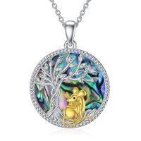 TOUPOP Sterling Silver Crystal Abalone Shell Animal Pendant Necklace-undefined