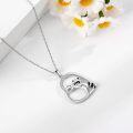 wholesale 925 Sterling Silver Raccoon in Heart Pendant Necklace for Women-0-2