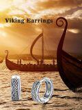 wholesale Sterling Silver Viking Earrings Huggie Hoop with Stone Vintage Jewelry Gifts for Men Women Boys Girls-0-5
