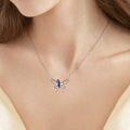 wholesale 925 Sterling Silver Blue Crystal Butterfly Pendant Necklace for Women-0-2