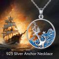 wholesale 925 Sterling Silver Ocean Wave & Starfish Pendant Necklace with Blue Crystal and Anchor Design-0-3