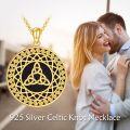 wholesale 925 Sterling Silver Black Onyx Triquetra Pendant Necklace for Women s-0-2