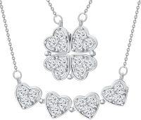 wholesale  Metal Stone Clover Birthstone Necklace Magnetic Four Leaf Heart Pendant Foldable Shamrock Conversion Gift for Women -4-April