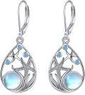 wholesale 925 Sterling Silver Beach Larimar Starfish/Dolphin/Turtle/Jellyfish/Mermaid Teardrop Earrings-0-0