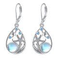wholesale 925 Sterling Silver Starfish Drop Earrings With Blue Cubic Zirconia And Opalite For Women-0-0