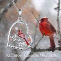 wholesale 925 Sterling Silver Red Cardinal Heart Pendant Necklace with Stones and Engraving - Gifts for Women-0-1