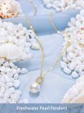 TOUPOP 14K Gold Freshwater Cultured Pearl Necklace with Bow Heart Dolphin Pendant-0-5