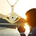 wholesale 14K Gold Evil Eye Pendant Necklace with Blue and White CZ Stones for Women - Protection for Mom-0-1