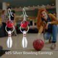 wholesale 925 Sterling Silver Bowling Ball & Pin Drop Earrings Sports Gift for Players-0-2