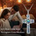 wholesale 925 Sterling Silver Celtic Cross Necklace with Abalone Shell Inlay for Women Men Christian s-0-5