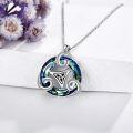 wholesale 925 Sterling Silver Blue Crystal Celtic Triquetra Knot Pendant Necklace-0-4
