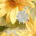 wholesale 925 Sterling Silver Sunflower Pendant Necklace with Orange Cubic Zirconia Stones for Women-0-2