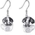 wholesale 925 Sterling Silver Teacup Dachshund Pendant Drop Earrings Adorable Puppy Charm Jewellery Gift for Her-0-0