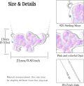 wholesale 925 Sterling Silver Pink Fire Opal Elephant Pendant Necklace Luck Charm s for Women-0-1