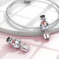 wholesale 925 Sterling Silver Beaded Charm Bracelet with Christmas Snowman & Present Pendants - Holiday s for Women and Teenage Girls-0-2