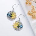 wholesale 925 Sterling Silver Round Sun & Stars Drop Dangle Earrings with Blue Topaz Gemstones Gifts for Women Girls Mom-0-1