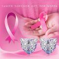 wholesale 925 Sterling Silver Metal Crystal Butterfly Cancer Awareness Ribbon Stud Earrings - Hope Gift for Women-0-6