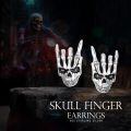 wholesale 925 Sterling Silver Hand of Death Stud Earrings - Gothic Skeleton Jewelry for Women & Men-0-5