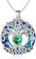 wholesale TOUPOP Gifts For Women 925 Sterling Silver Tree Of Life Birthstone Necklace With Crystal Birthday Jewelry Gifts For Women, Sterling Silver, No Gemstone -0-0