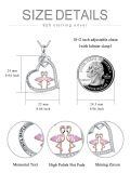 wholesale 925 Sterling Silver Heart Necklace Wholesale With Love You Inscription And Pink Flamingo Charm-0-4