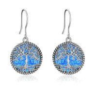 wholesale 925 Sterling Silver Tree Of Life Earrings Wholesale With Rainbow Abalone Shell-blue opal tree earrings