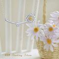 wholesale 925 Sterling Silver Zircon Sunflower Daisy Pendant Necklace for Women - Elegant  Idea-0-1
