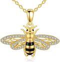 wholesale 925 Sterling Silver & Cubic Zirconia Bee Pendant Necklace - Hypoallergenic Nature Inspired Jewelry Gift for Women-0-0