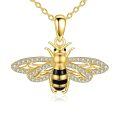 wholesale 925 Sterling Silver & Cubic Zirconia Bee Pendant Necklace - Hypoallergenic Nature Inspired Jewelry Gift for Women-0-0